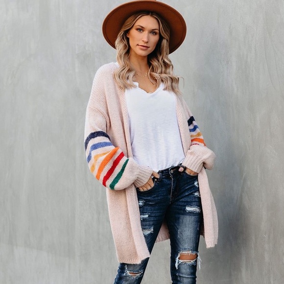 END OF SEASON SALE! Oversized Rainbow Sleeve Cardi - Picture 5 of 7